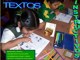 TEXTOS  INSTRUCTIVOS <ul><li>EQUIPO ROSA MERINO : </li></ul><ul><li>ALFARO NOVOA NATALIA INÉS </li></ul><ul><li>GUERRERO D...