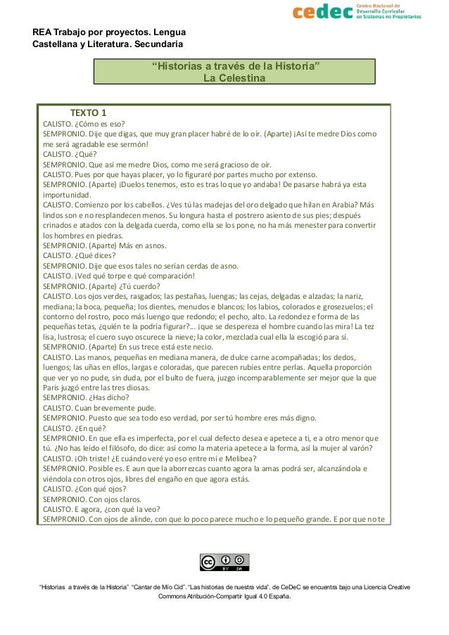 REA Trabajo por proyectos. Lengua
Castellana y Literatura. Secundaria
“Historias a través de la Historia”
La Celestina
TEX...
