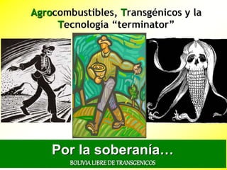 Agrocombustibles, Transgénicos y la
Tecnología “terminator”
Por la soberanía…
BOLIVIALIBREDE TRANSGENICOS
 