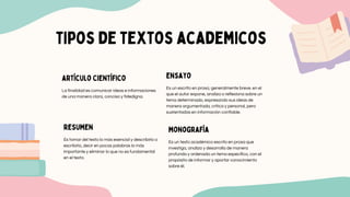 ¿ QUÉ SON LOS TEXTOS ACADEMICOS PARA INVESTIGACIONES? | PDF