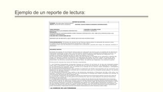 Ejemplo de un reporte de lectura:
 