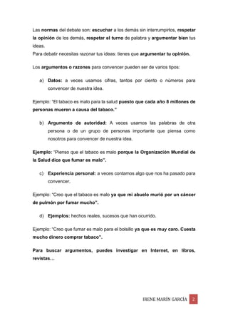 Debates Texto Textos argumentativos iv. el debate | PDF