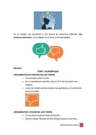 Debates Texto Textos argumentativos iv. el debate | PDF