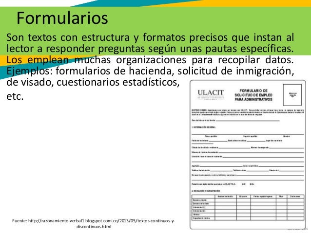 Textos continuos y discontinuos