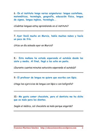Textos cortos de lectura inferencial