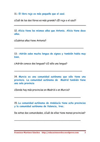 Textos cortos de lectura inferencial