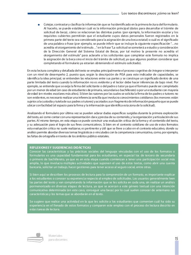 Textos discontinuos. cómo se leen.