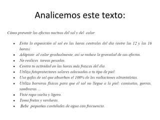 Analicemos este texto: