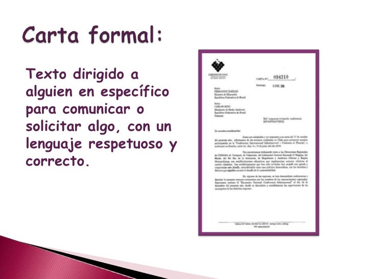 Que propósito tiene la carta formal