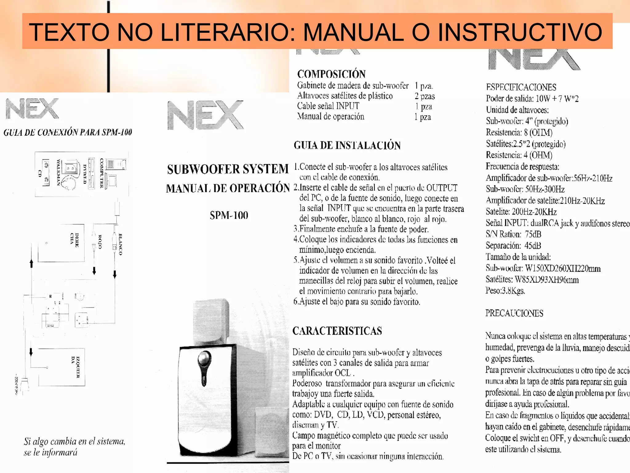 TEXTO NO LITERARIO: MANUAL O INSTRUCTIVO
 
