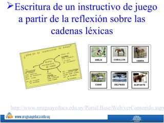 Escritura de un instructivo de juego
a partir de la reflexión sobre las
cadenas léxicas
http://www.uruguayeduca.edu.uy/Portal.Base/Web/verContenido.aspx
 