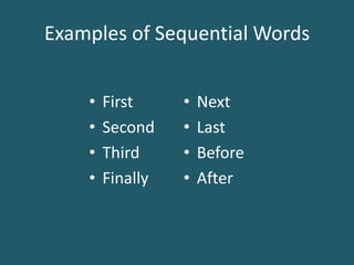 Examples of Sequential WordsFirstSecondThirdFinally Next LastBefore After