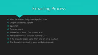 Text steganography using character spacing after normalization | PPTX