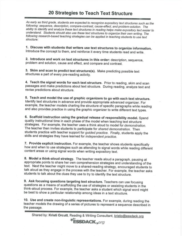 The text structure of an essay is the