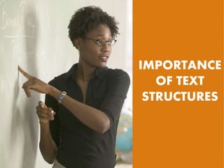 IMPORTANCE
OF TEXT
STRUCTURES
 