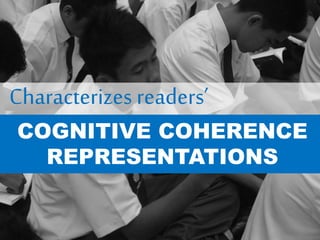 Characterizes readers’
COGNITIVE COHERENCE
REPRESENTATIONS
 