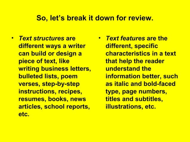 Text structures v text features | PPT