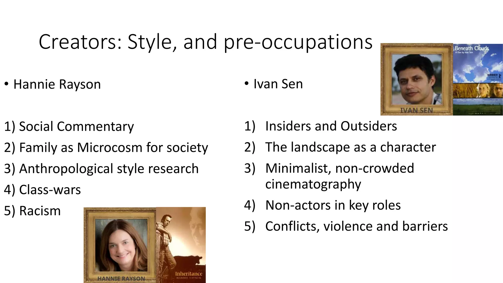 Comparing Hannie Rayson's Inheritance with Ivan Sen's Beneath Clouds | PPTX