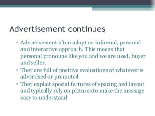 Advertisement Text Type Example Text types | PPT