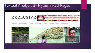 Textual Analysis 2- Hyperlinked Pages
 