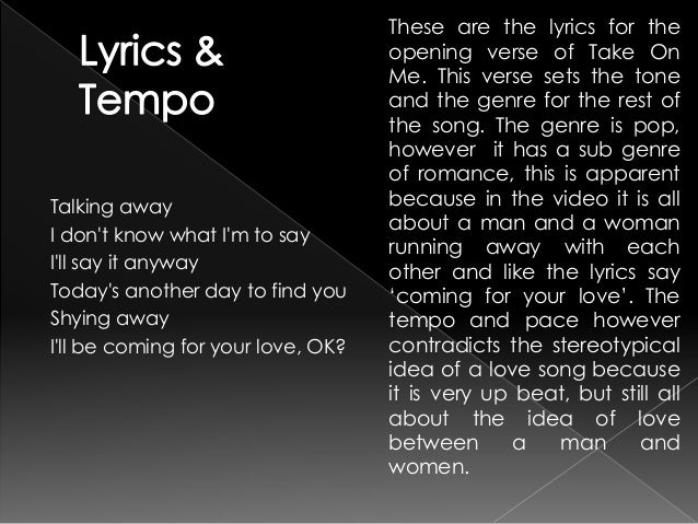 Textual Analysis Music Video Take On Me A Ha Textual Analysis Music Video Take On Me A Ha