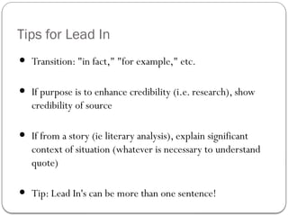Text Evidence and Quotation Rules and review | PPTX
