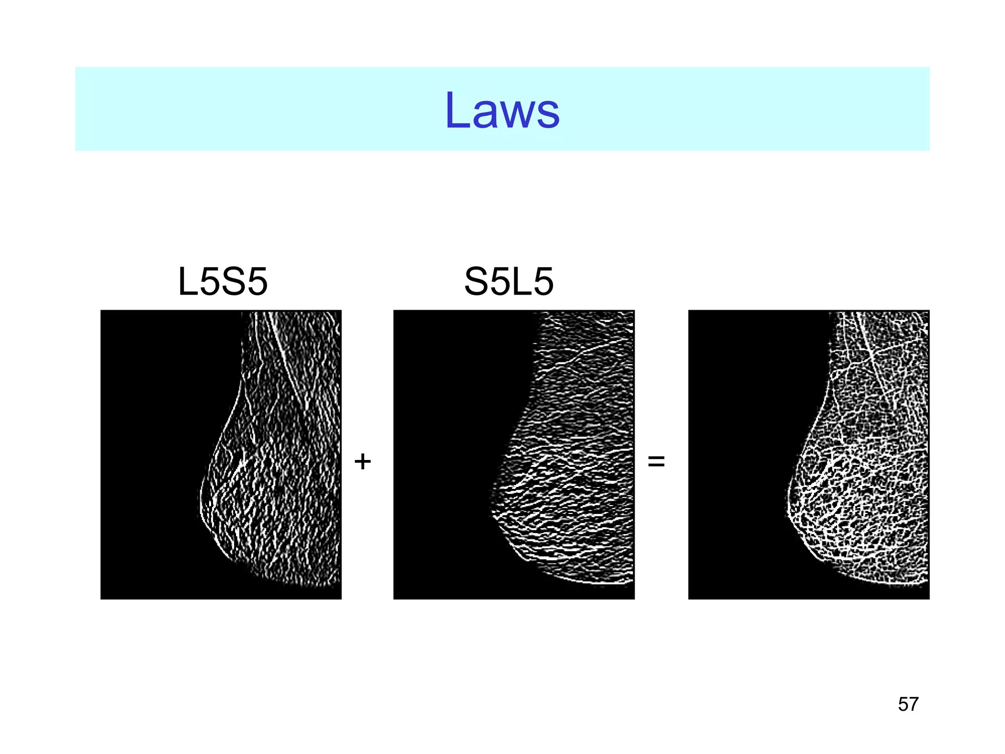 57
Laws
L5S5 S5L5
+ =
 
