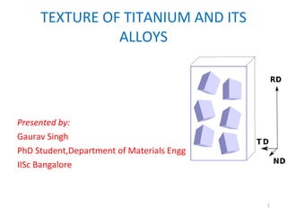 TEXTURE OF TITANIUM AND ITS ALLOYS ,[object Object],[object Object],[object Object],[object Object]