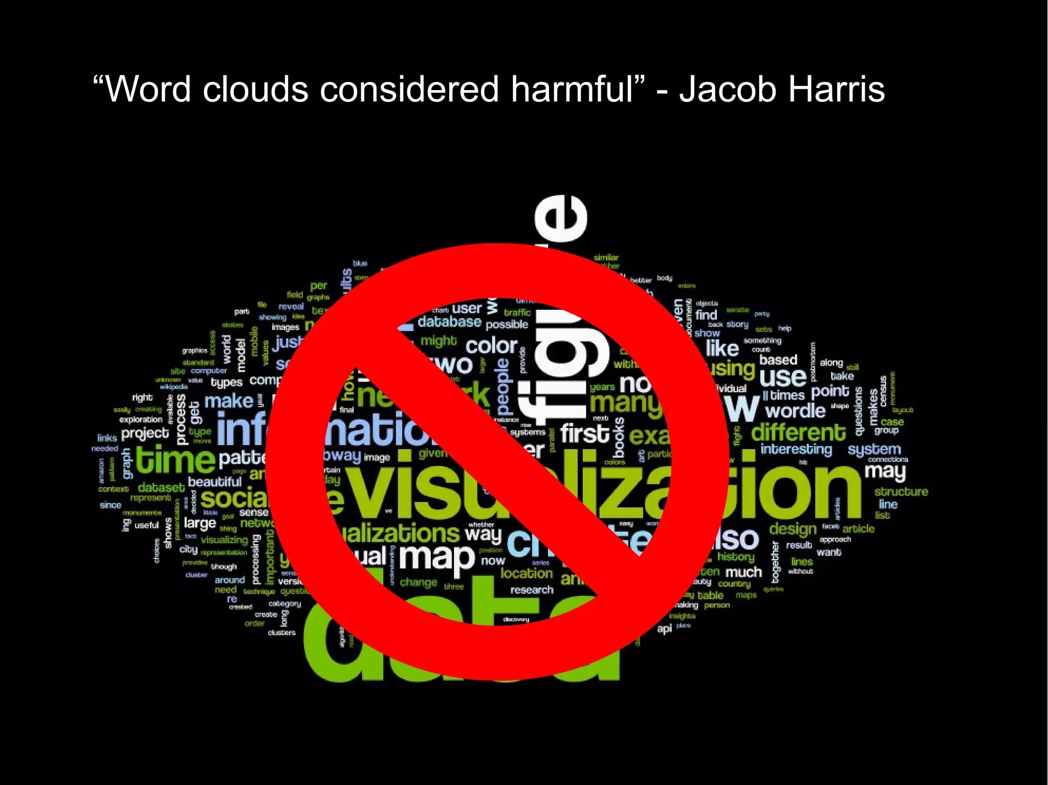 “Word clouds considered harmful” - Jacob Harris

•

 