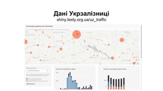 Дані Укрзалізниці
shiny.texty.org.ua/uz_traffic
 