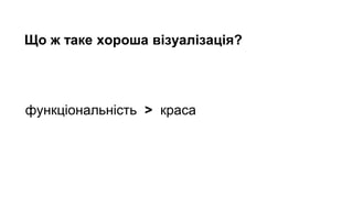 функціональність > краса
Що ж таке хороша візуалізація?
 