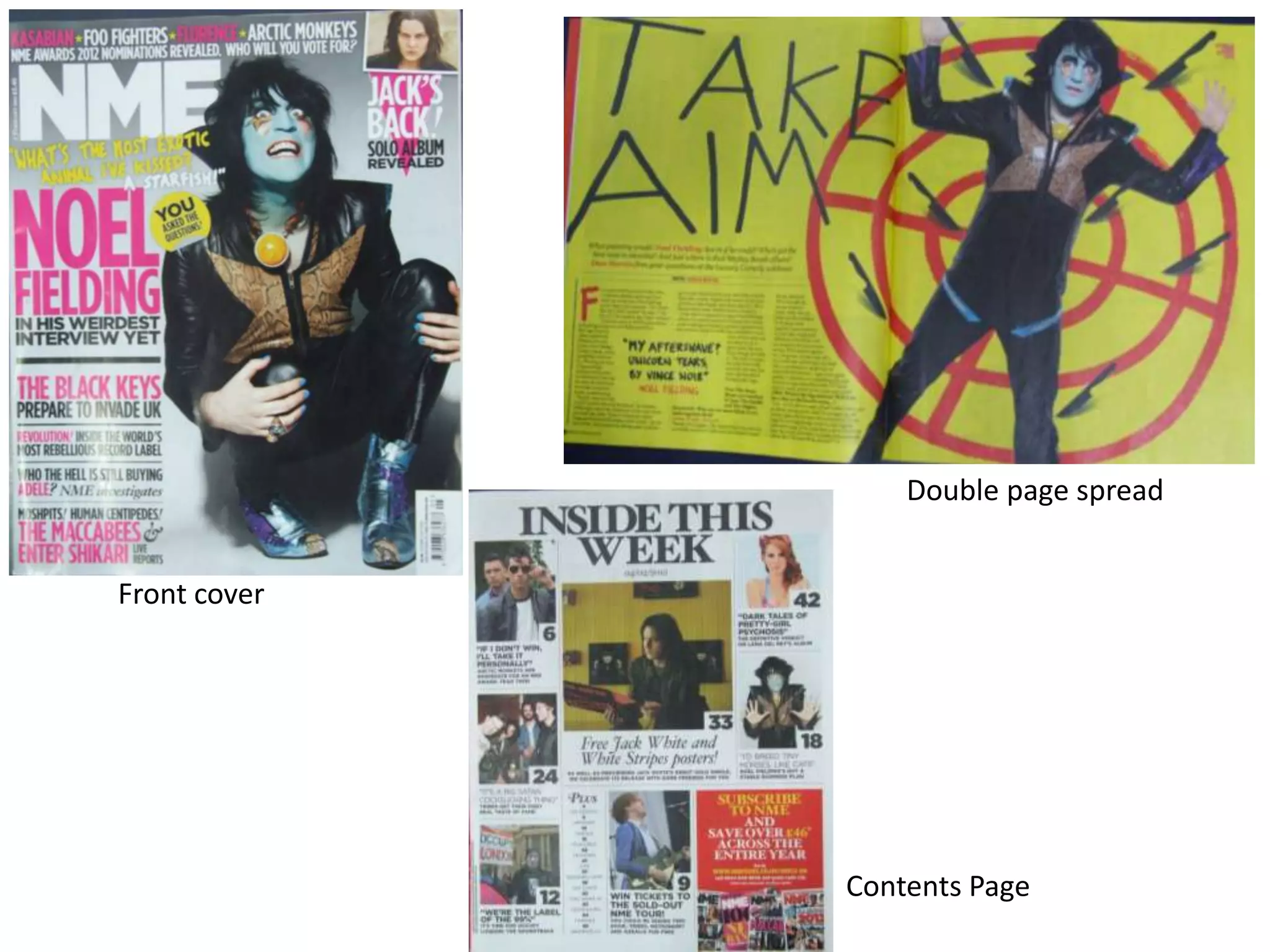 Front cover
Contents Page
Double page spread
 