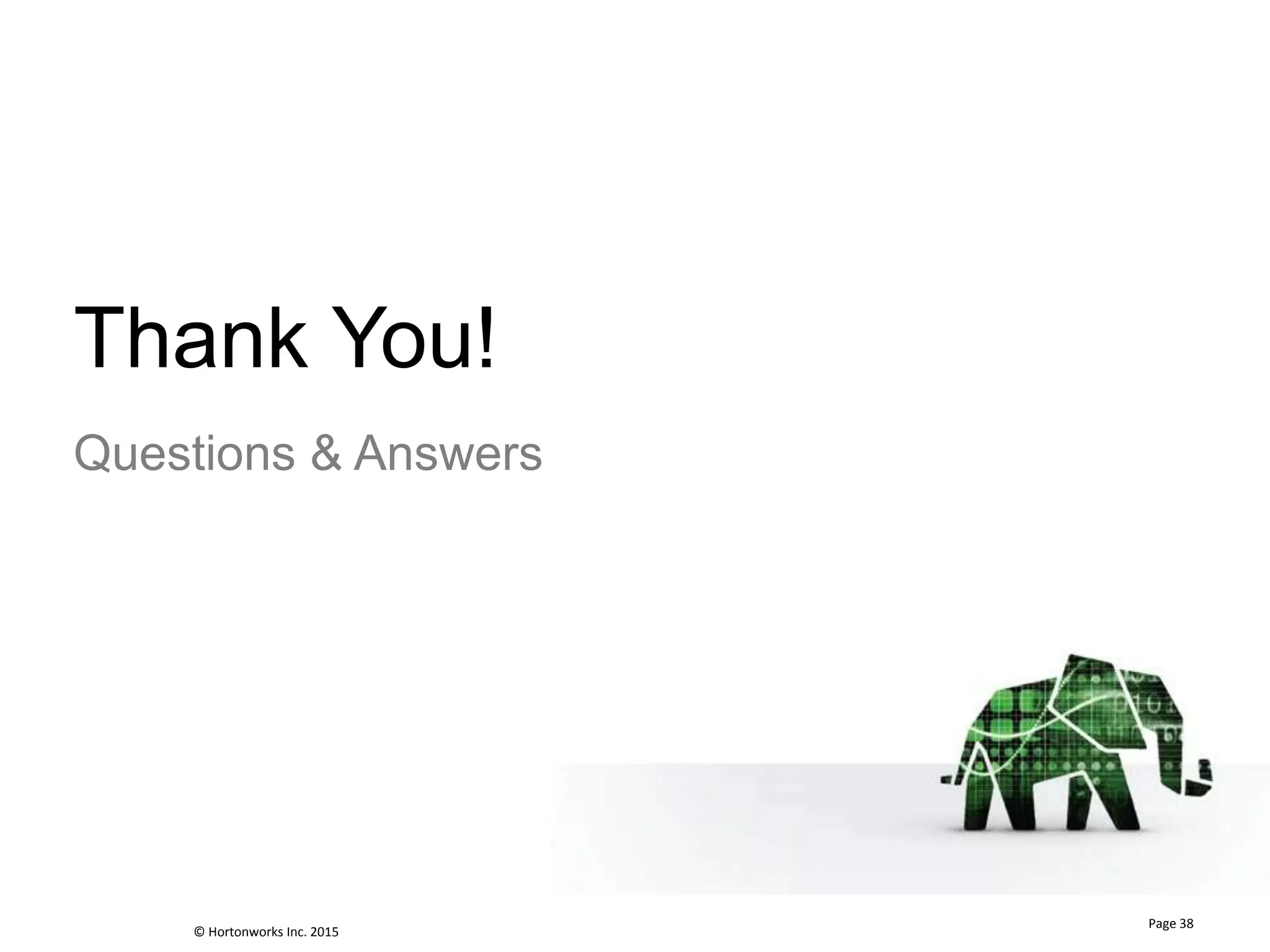© Hortonworks Inc. 2015
Thank You!
Questions & Answers
Page 38
 