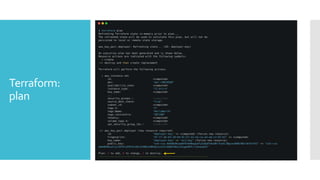 Terraform:
plan
 