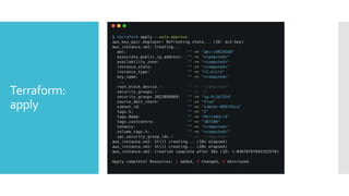 Terraform:
apply
 
