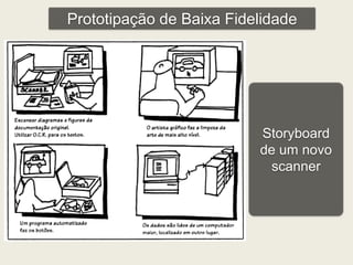 Prototipação de Baixa Fidelidade 
Storyboard 
de um novo 
scanner 
 