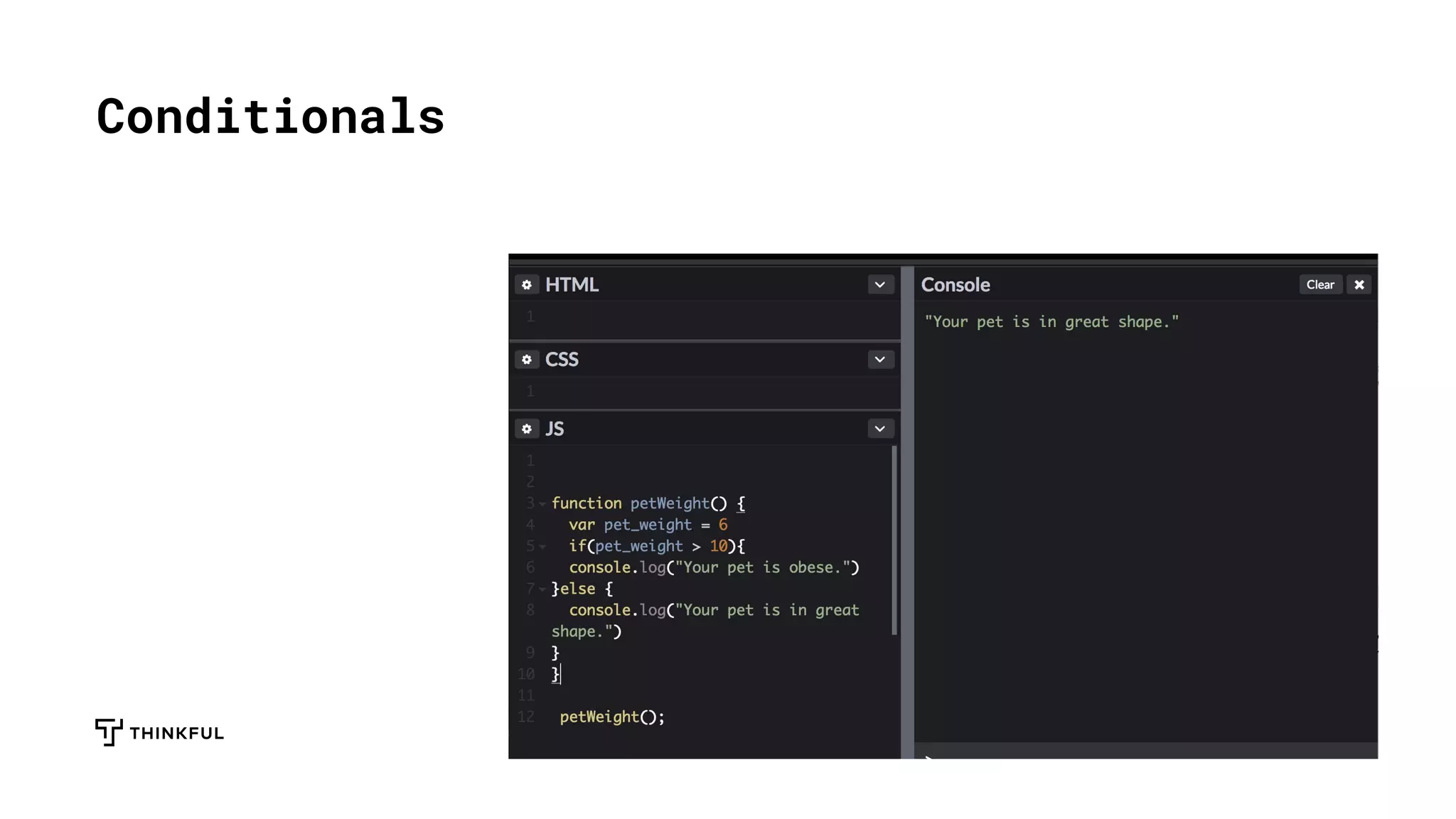 Conditionals
Example
 