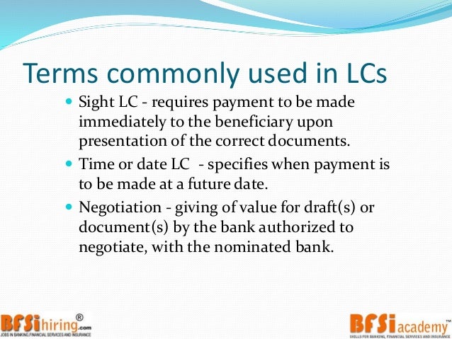 trade finance letter of credit letter of credit at sight