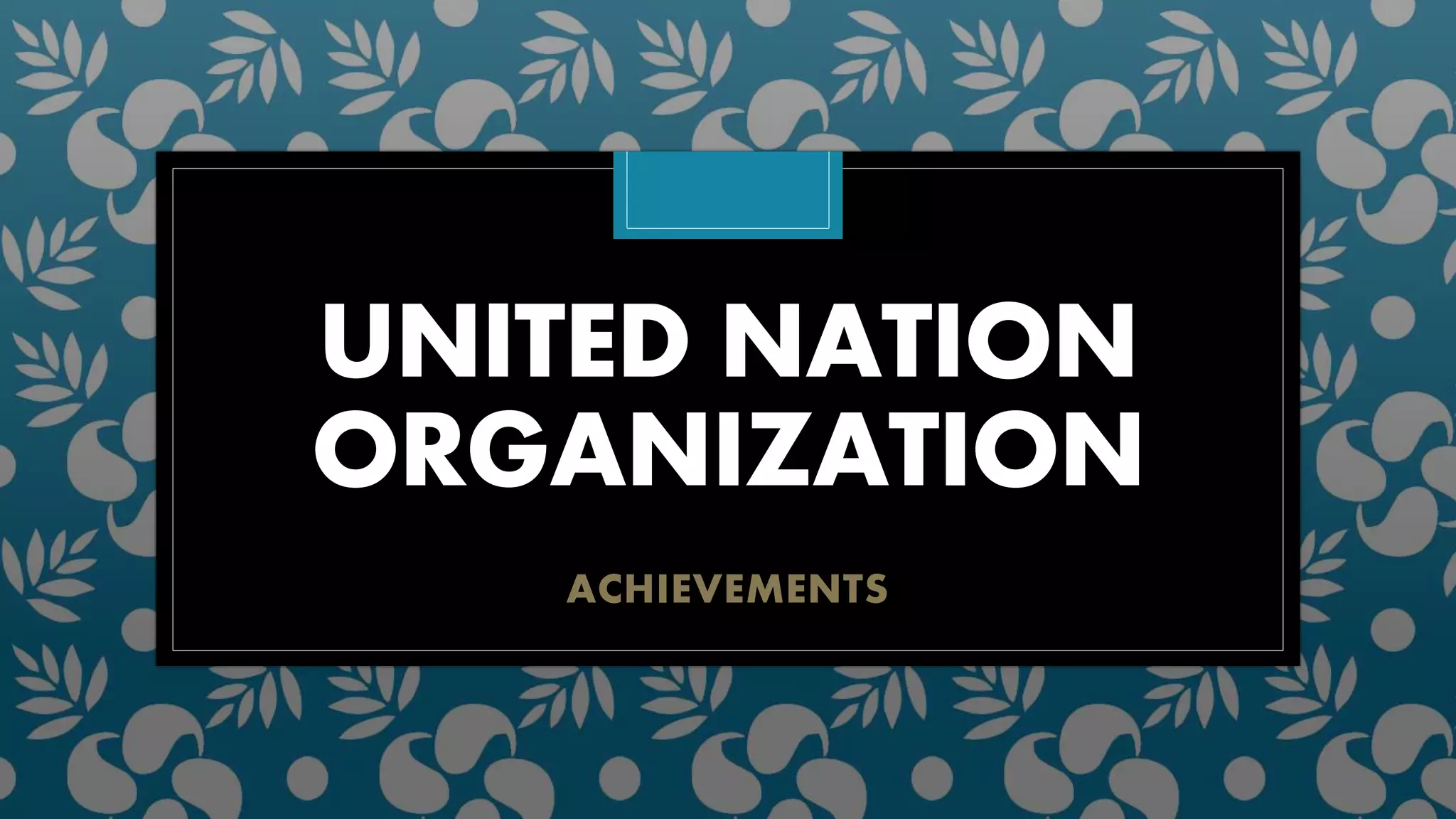UNITED NATION
ORGANIZATION
ACHIEVEMENTS
 