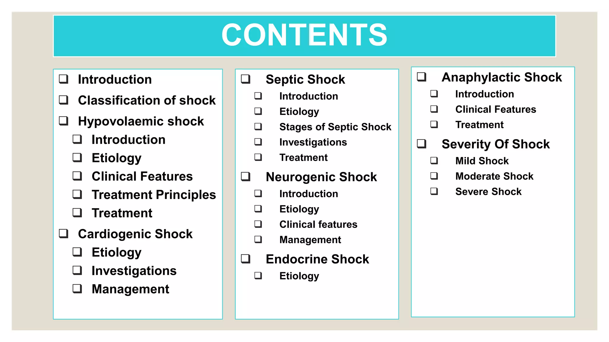 Diagnosis, Investigations and Management of Shock | PPTX