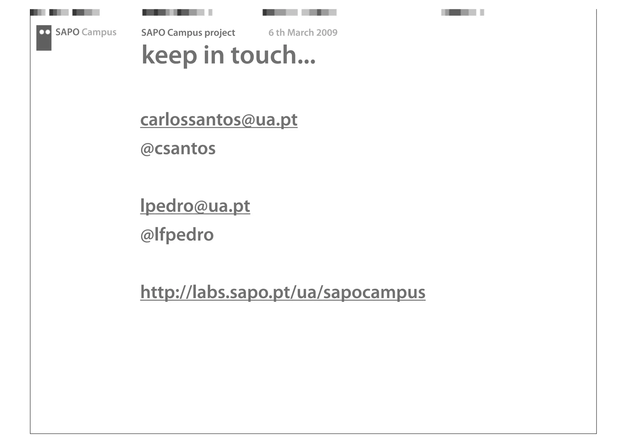 SAPO Campus - Thought Fest 09 presentation