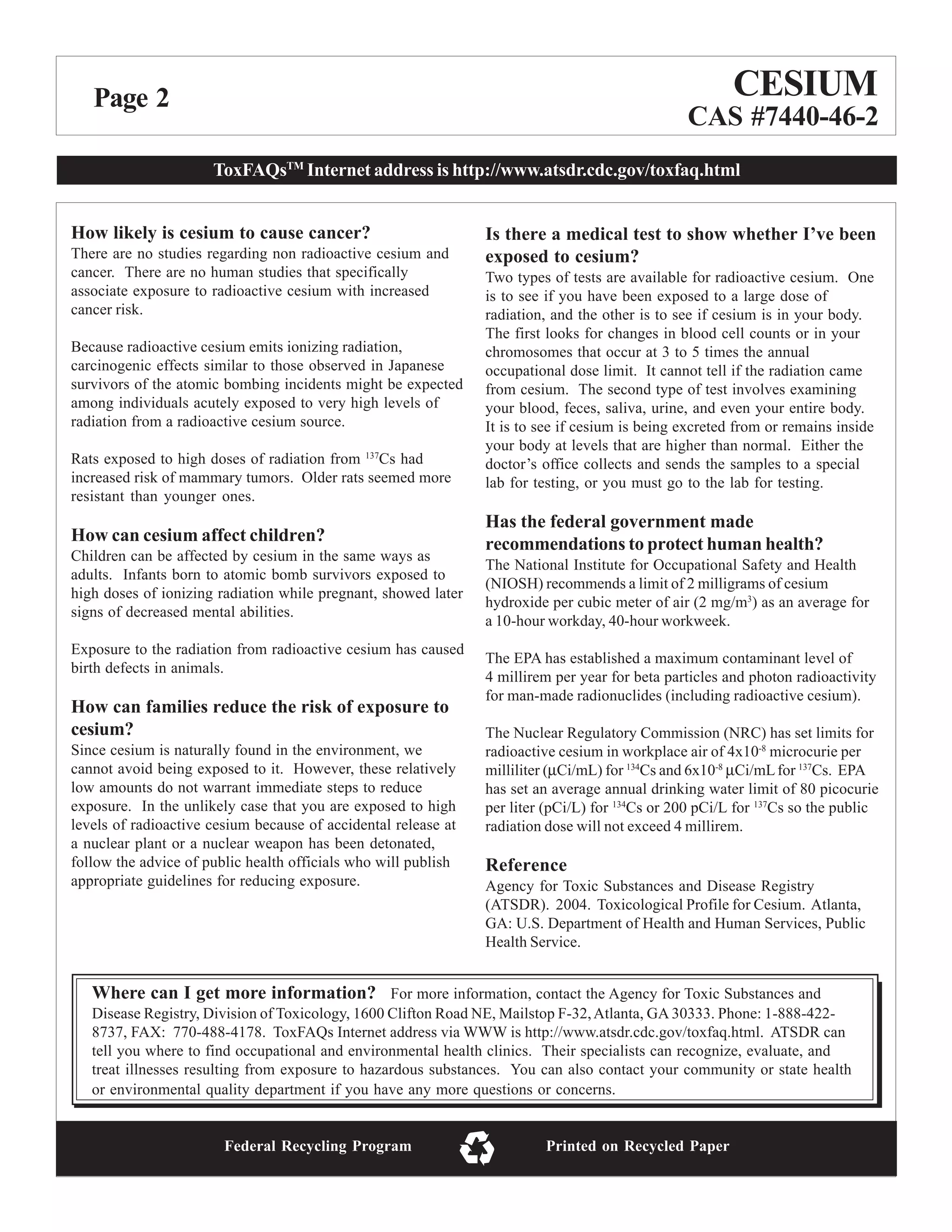 ATSDR Exposure CESIUM PDF