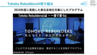 Tohoku Rebuildersの取り組み
2018年度に実施した東北全域を対象にしたプログラム
 