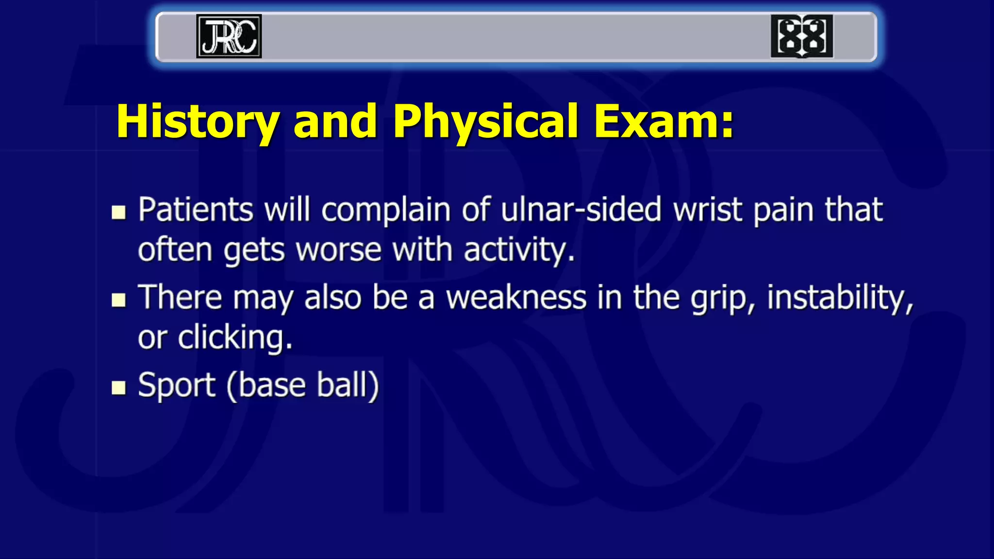 History and Physical Exam:
 
