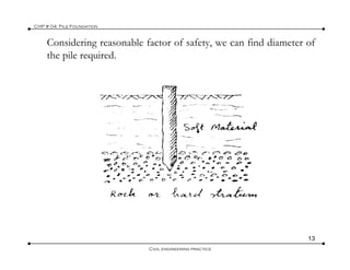 Considering reasonable factor of safety, we can find diameter of
CHP # 04: Pile Foundation
the pile required.
13
Civil engineering practice
 