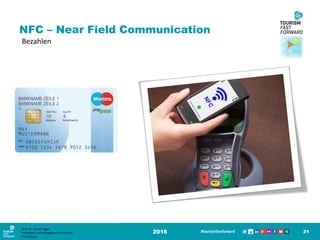 NFC – Near Field Communication
2016 21
Bezahlen
Prof. Dr. Roman Egger
Innovation and Management in Tourism
FH-Salzburg
 