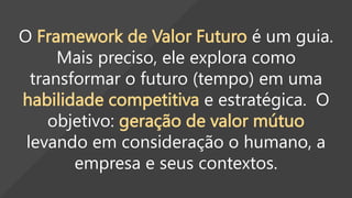 A CHAVE PARA O SUCESSO É O
ACESSO ÀS OPORTUNIDADES
O Framework explora sistematicamente o espaço entre
incerteza e certeza, identificando novas lógicas, facilitando as
decisões estratégicas e criando uma melhor compreensão das
mudanças, a sua velocidade para a organização.
 