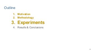 Outline
1. Motivation
2. Methodology
3. Experiments
4. Results & Conclusions
5. Conclusions
22
 