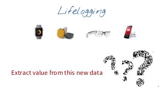Lifelogging
Extract value from this new data
3
 