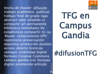 TFG en
 Campus
 Gandia

#difusionTFG
 
